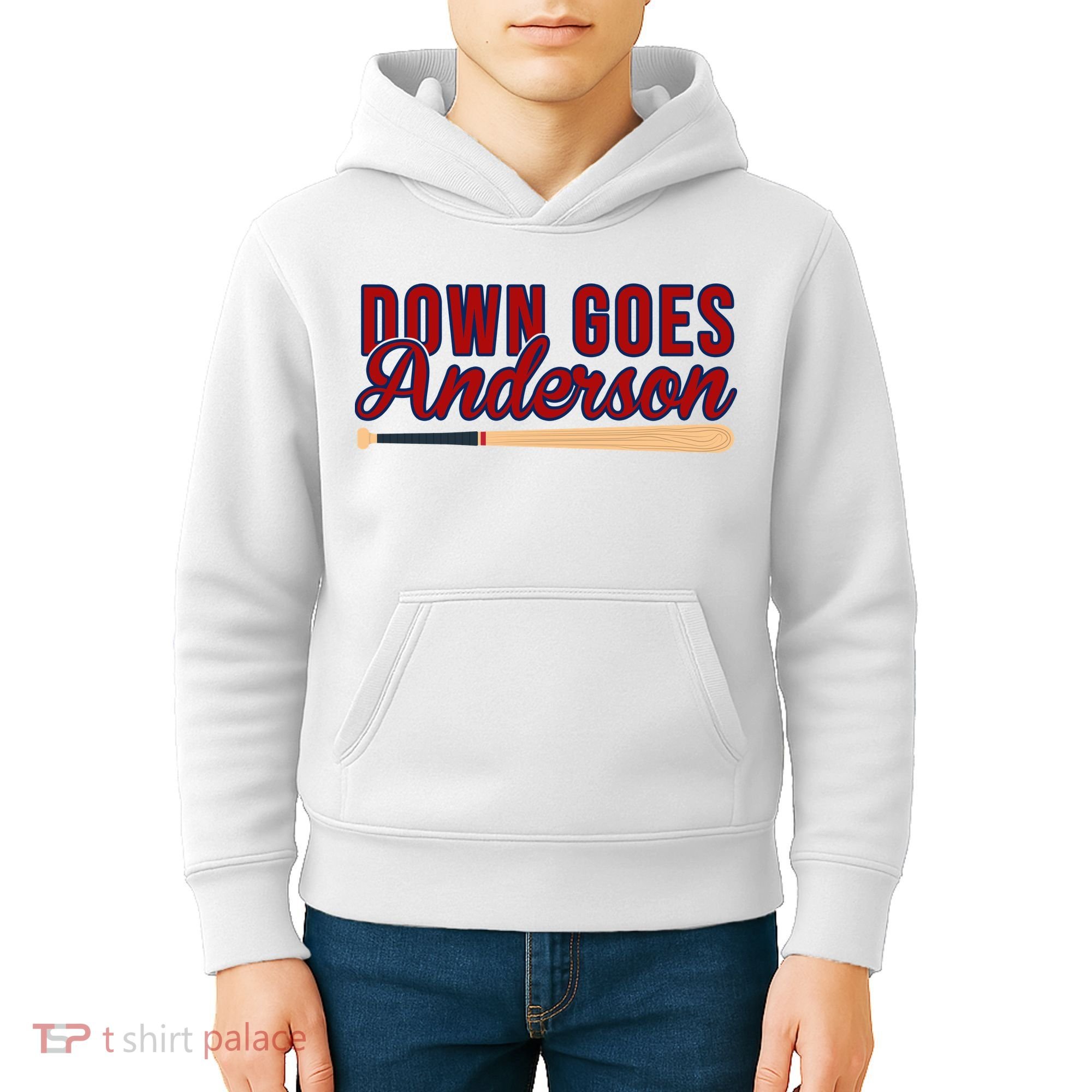 Down Goes Anderson Baseball Bat Kids Hoodie