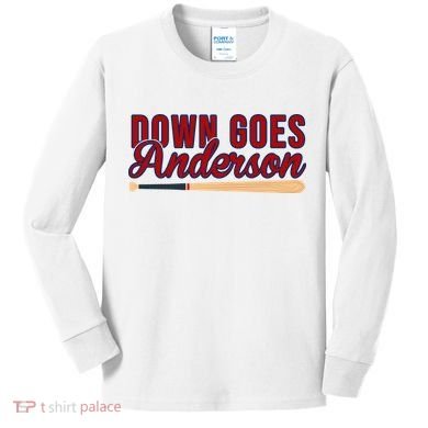 Down Goes Anderson Baseball Bat Kids Long Sleeve Shirt