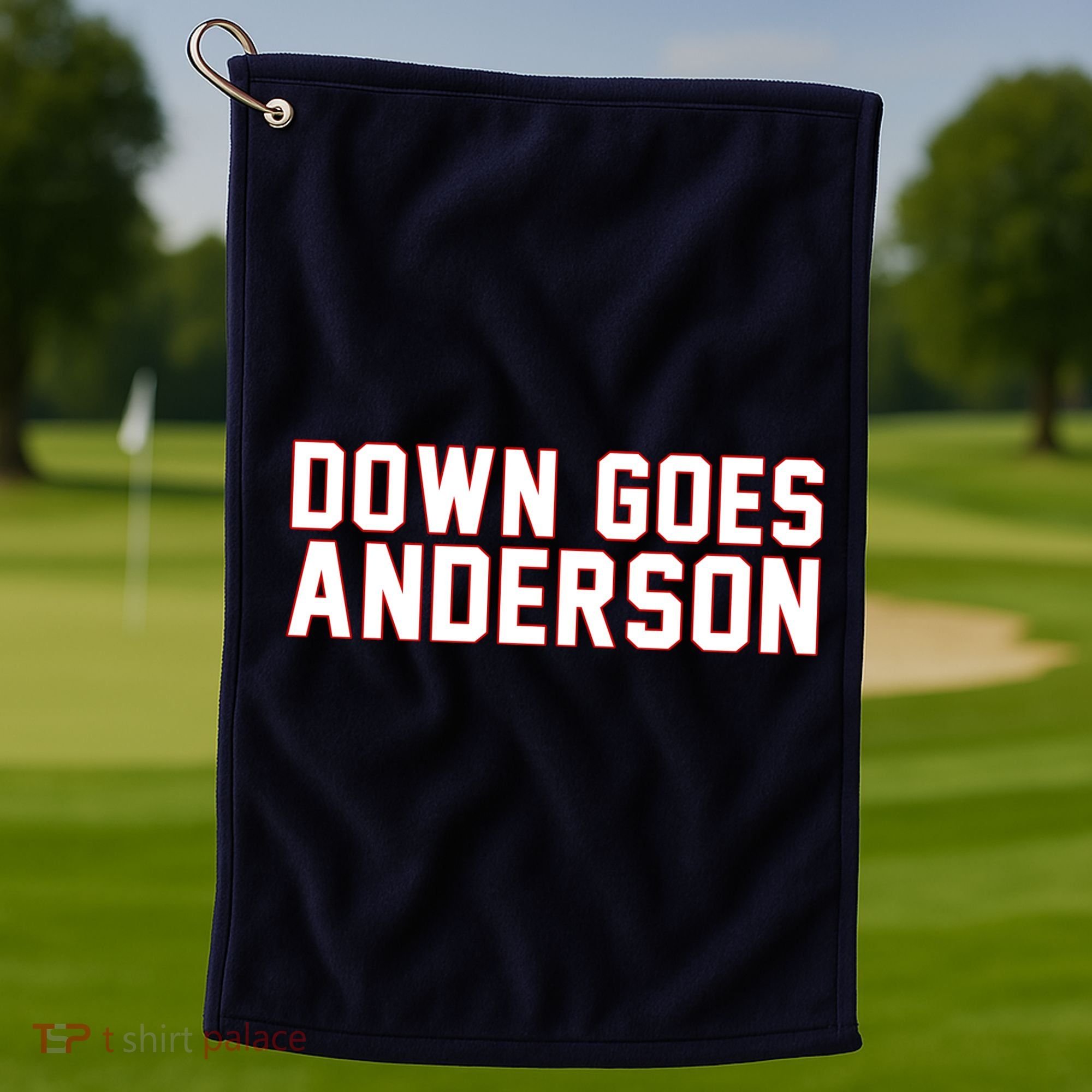 Down Goes Anderson Baseball Cleveland Vs Chicago Golf Towel
