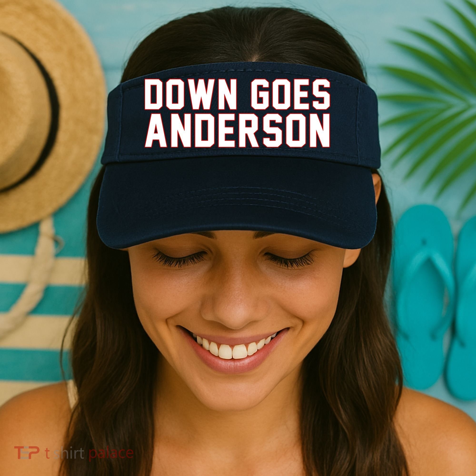 Down Goes Anderson Baseball Cleveland Vs Chicago Visor
