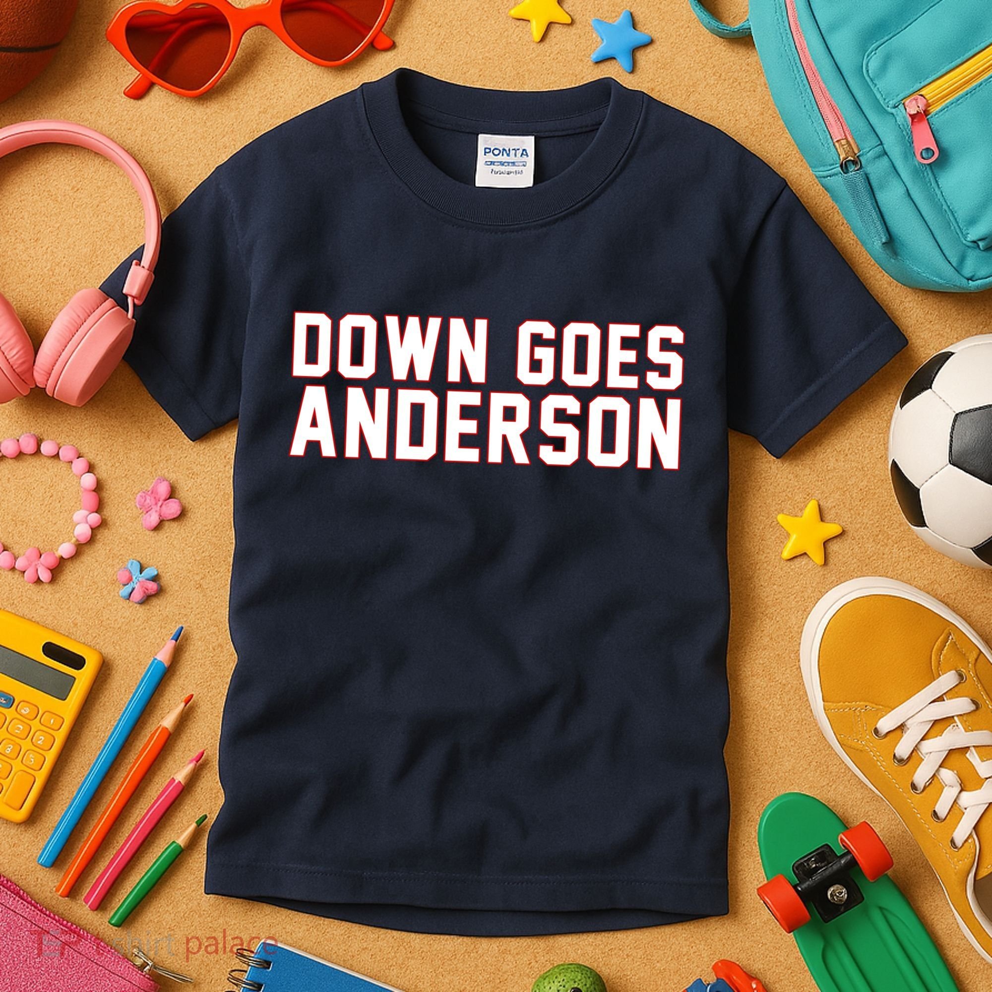 Down Goes Anderson Baseball Cleveland Vs Chicago Kids T-Shirt