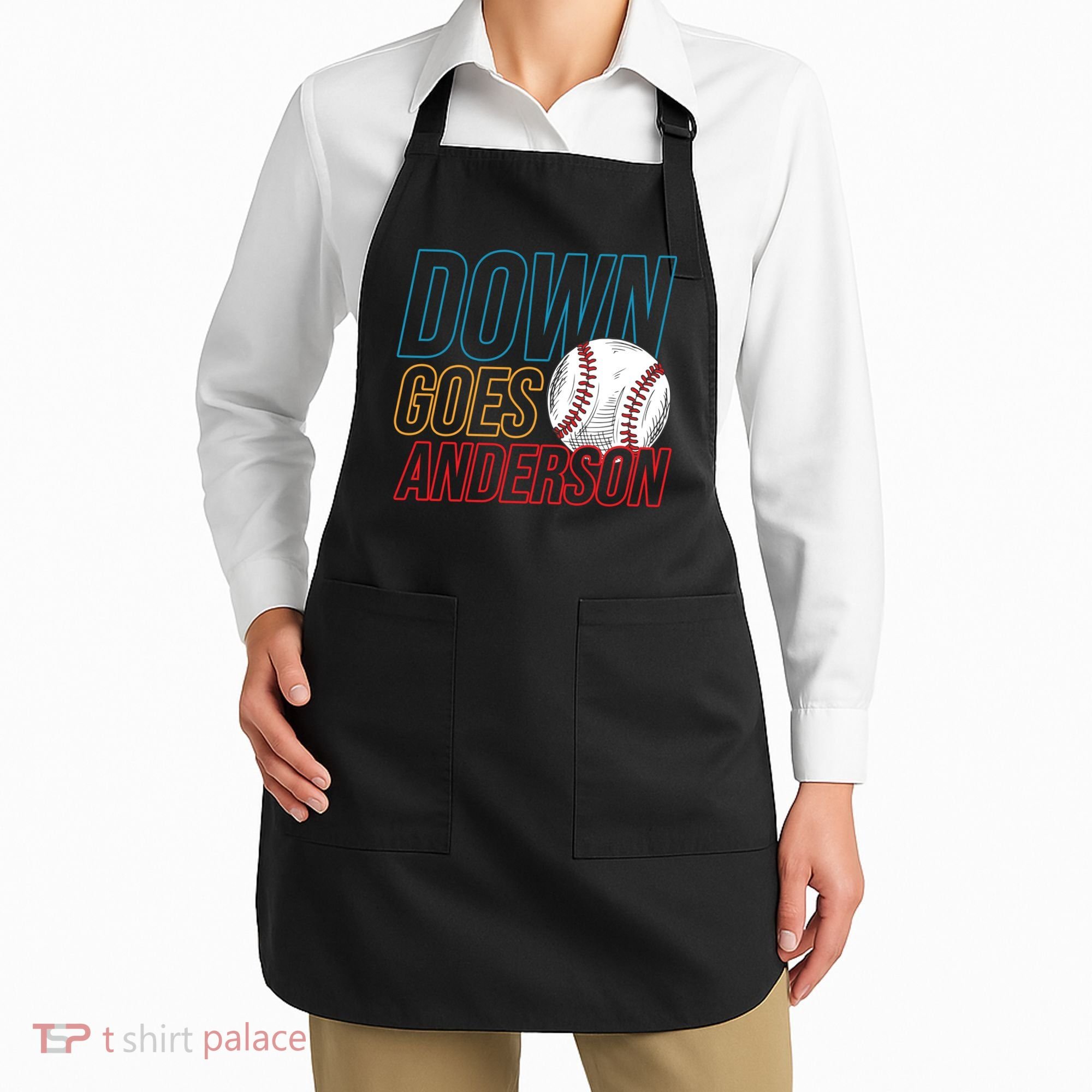 Down Goes Anderson Baseball Cleveland Chicago Fight Apron