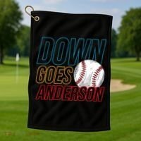 Down Goes Anderson Baseball Cleveland Chicago Fight Golf Towel thumb 1