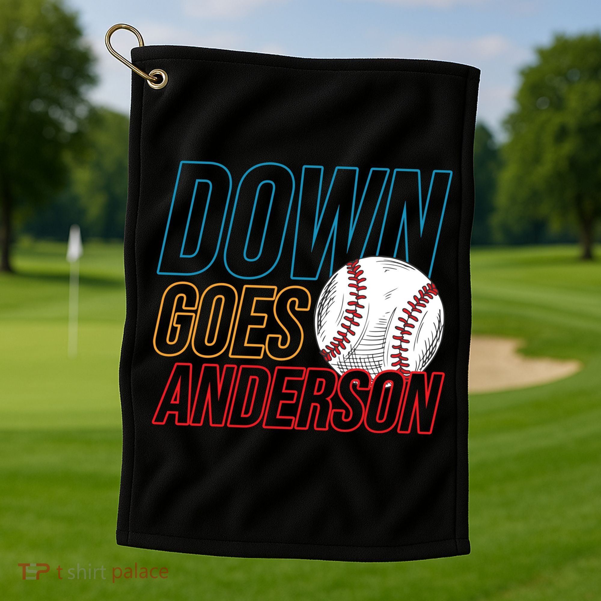 Down Goes Anderson Baseball Cleveland Chicago Fight Golf Towel