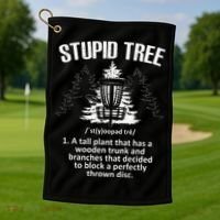 Disc Golf Art For  Stupid Tree Disc Golf Player Golf Towel thumb 1