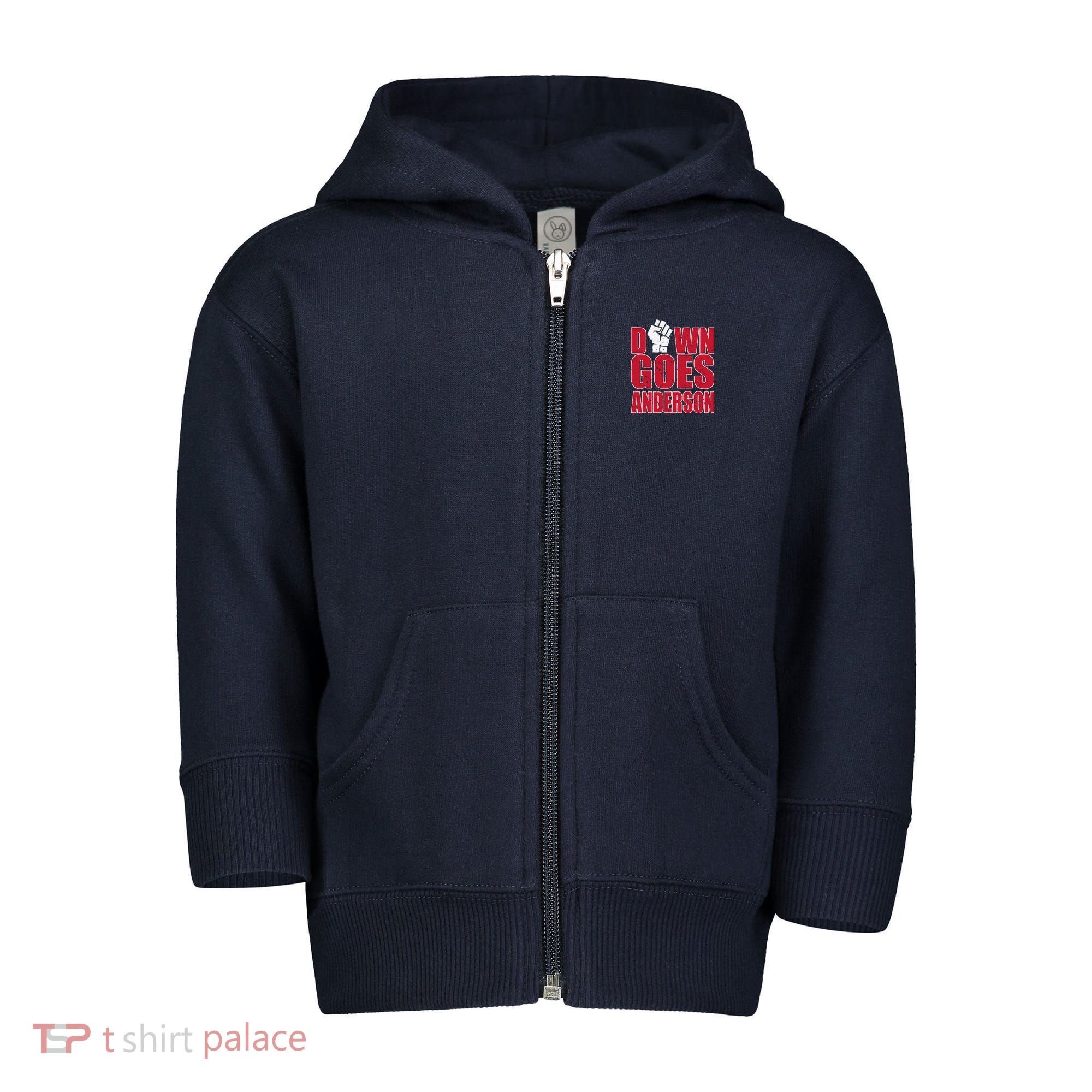 DOWN GOES ANDERSON FUNNY BASEBALL Toddler Zip Fleece Hoodie