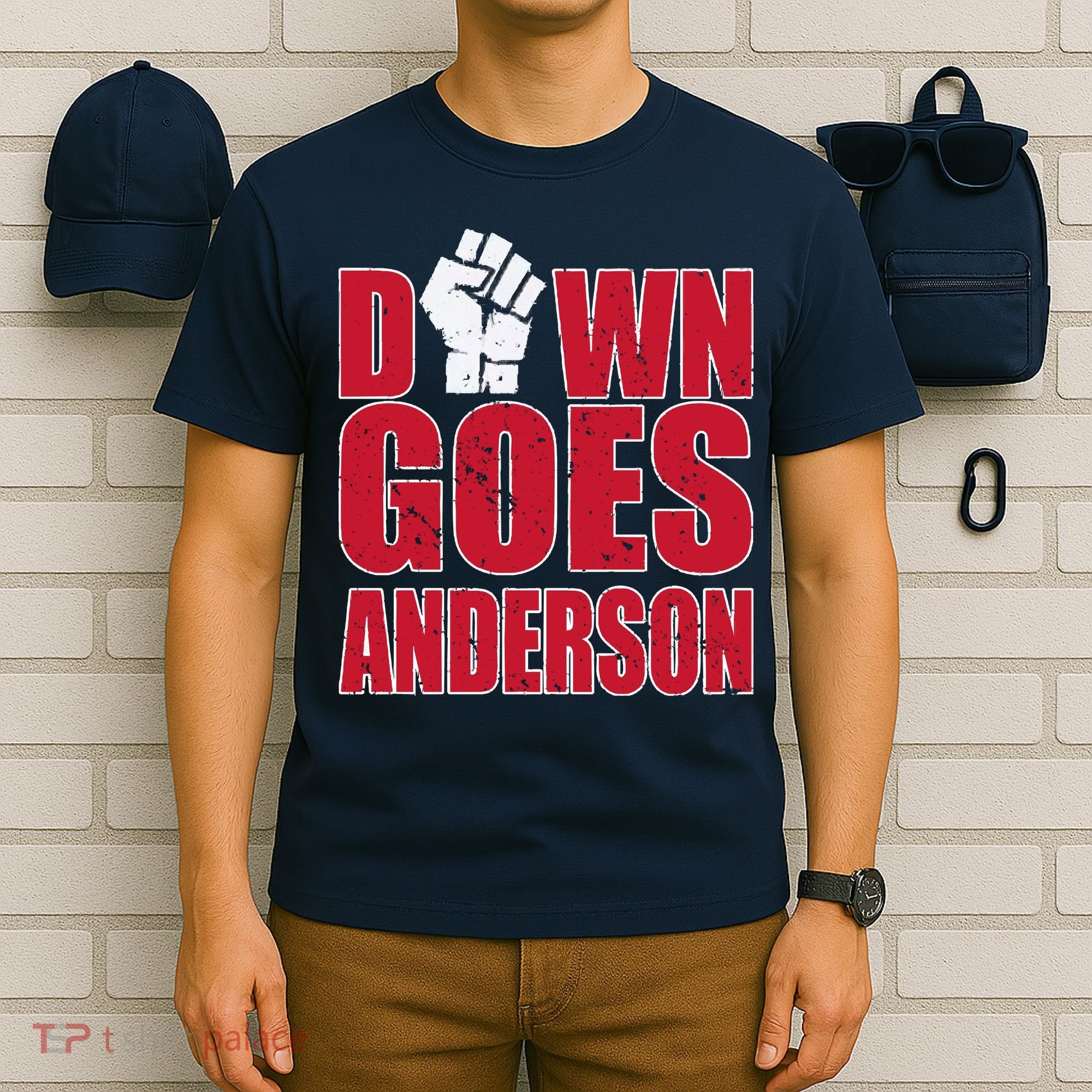 DOWN GOES ANDERSON FUNNY BASEBALL T-Shirt