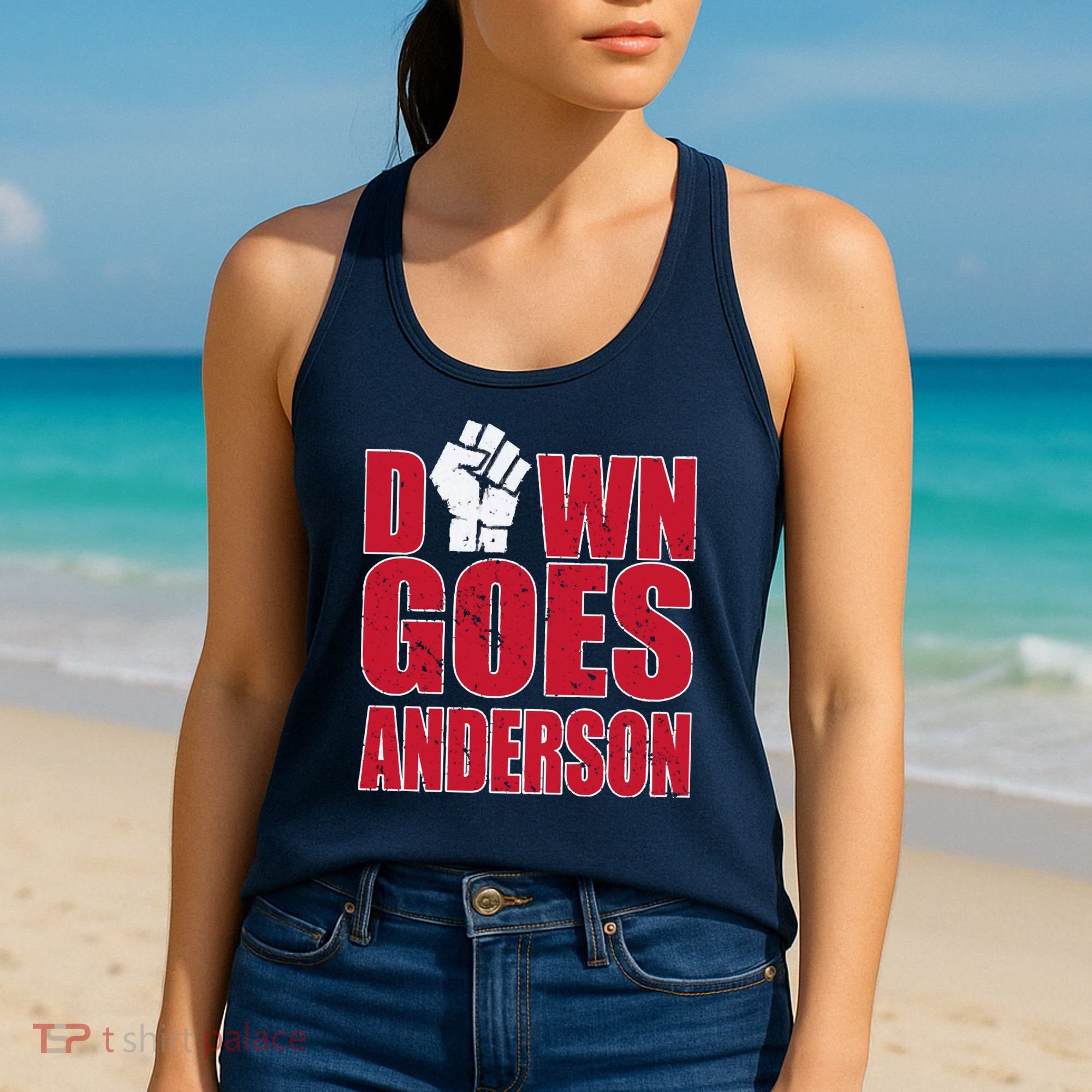 DOWN GOES ANDERSON FUNNY BASEBALL Women's Tank Top