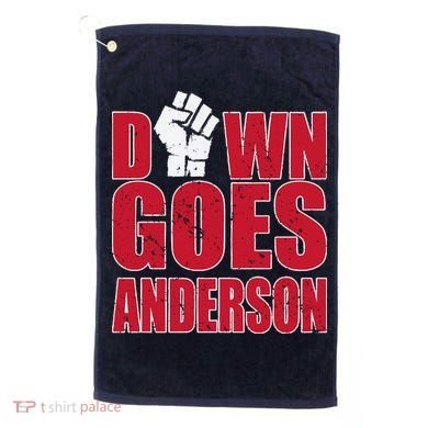 DOWN GOES ANDERSON FUNNY BASEBALL Golf Towel