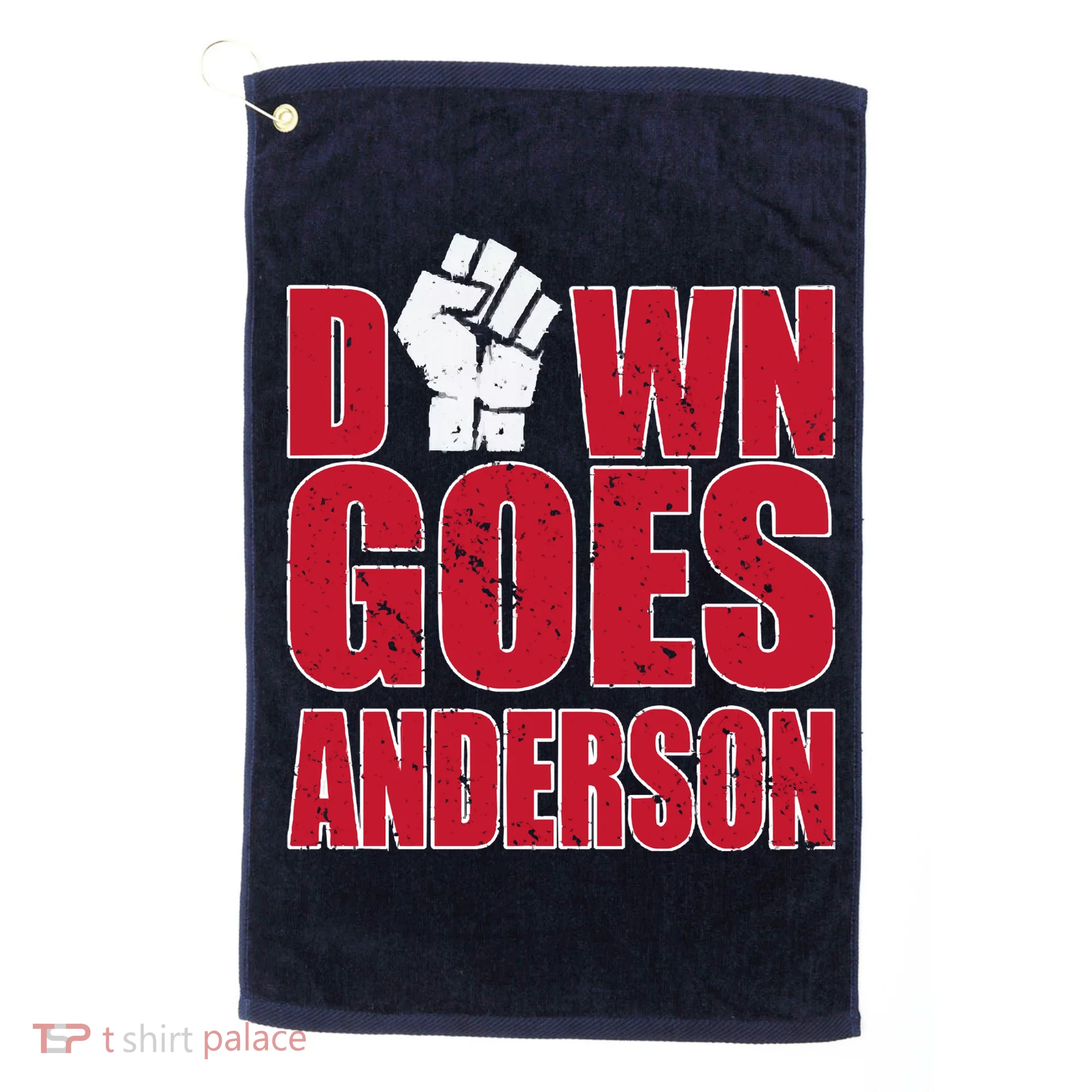 DOWN GOES ANDERSON FUNNY BASEBALL Golf Towel
