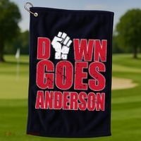 DOWN GOES ANDERSON FUNNY BASEBALL Golf Towel thumb 1