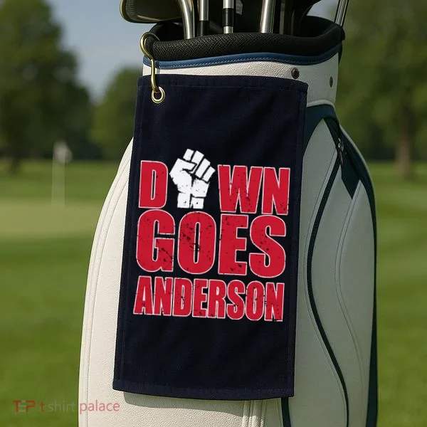 DOWN GOES ANDERSON FUNNY BASEBALL Golf Towel
