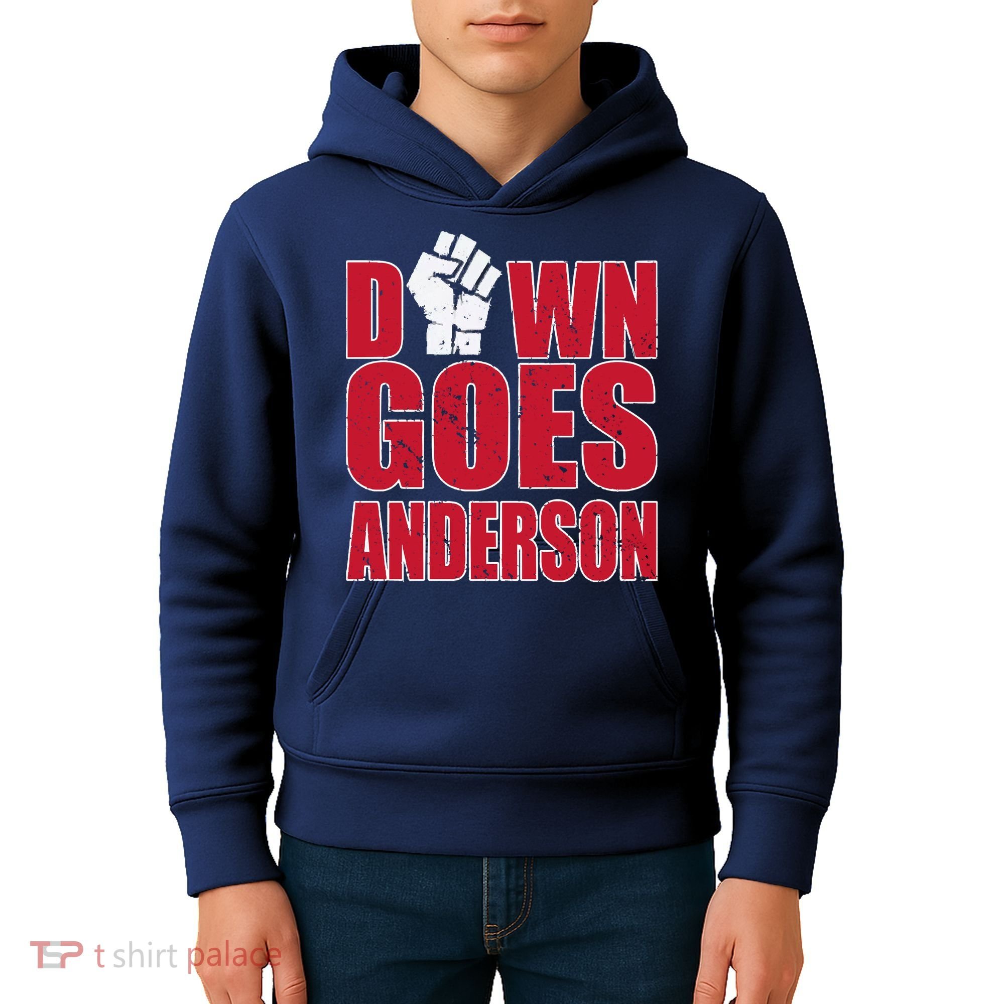 DOWN GOES ANDERSON FUNNY BASEBALL Kids Hoodie