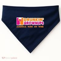 Drunkin' Grownups America Runs On Wine Funny Drinking Quote USA-Made Doggie Bandana thumb 0