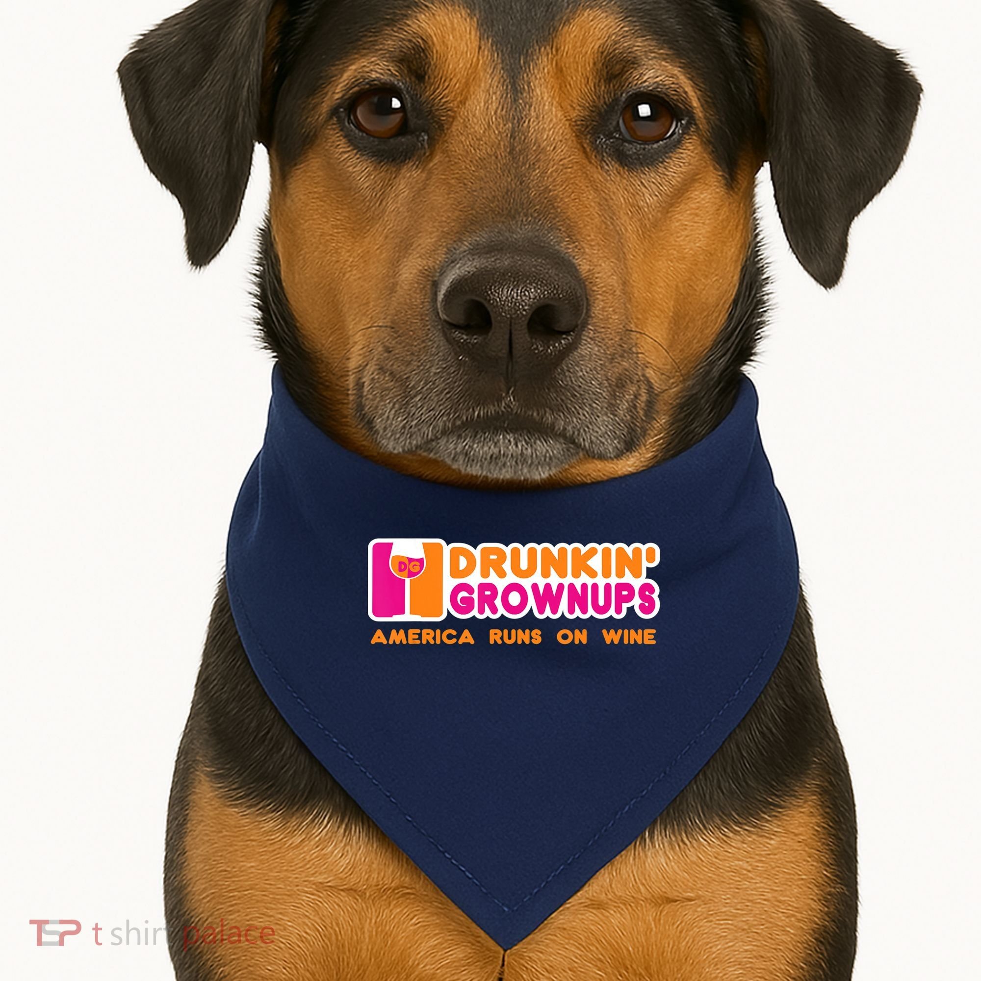 Drunkin' Grownups America Runs On Wine Funny Drinking Quote USA-Made Doggie Bandana