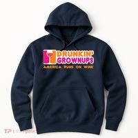 Drunkin' Grownups America Runs On Wine Funny Drinking Quote Hoodie thumb 0