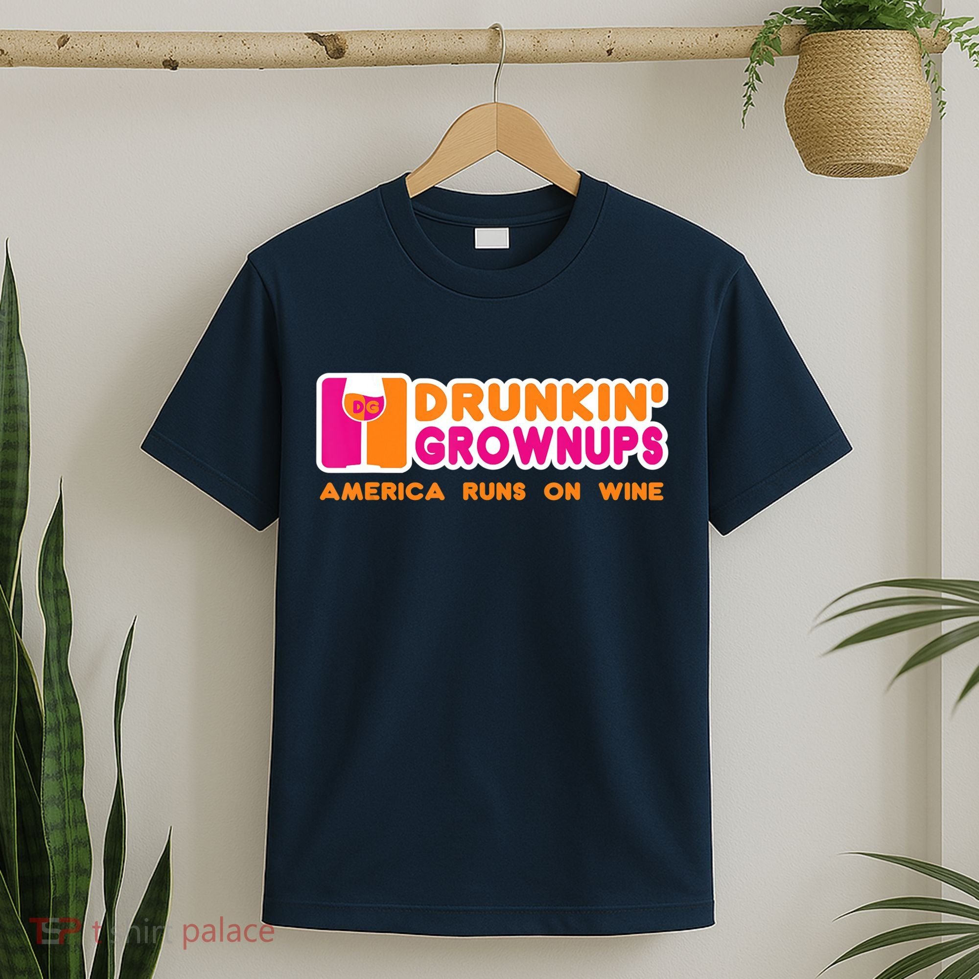 Drunkin' Grownups America Runs On Wine Funny Drinking Quote T-Shirt