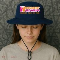 Drunkin' Grownups America Runs On Wine Funny Drinking Quote Bucket Hat thumb 3