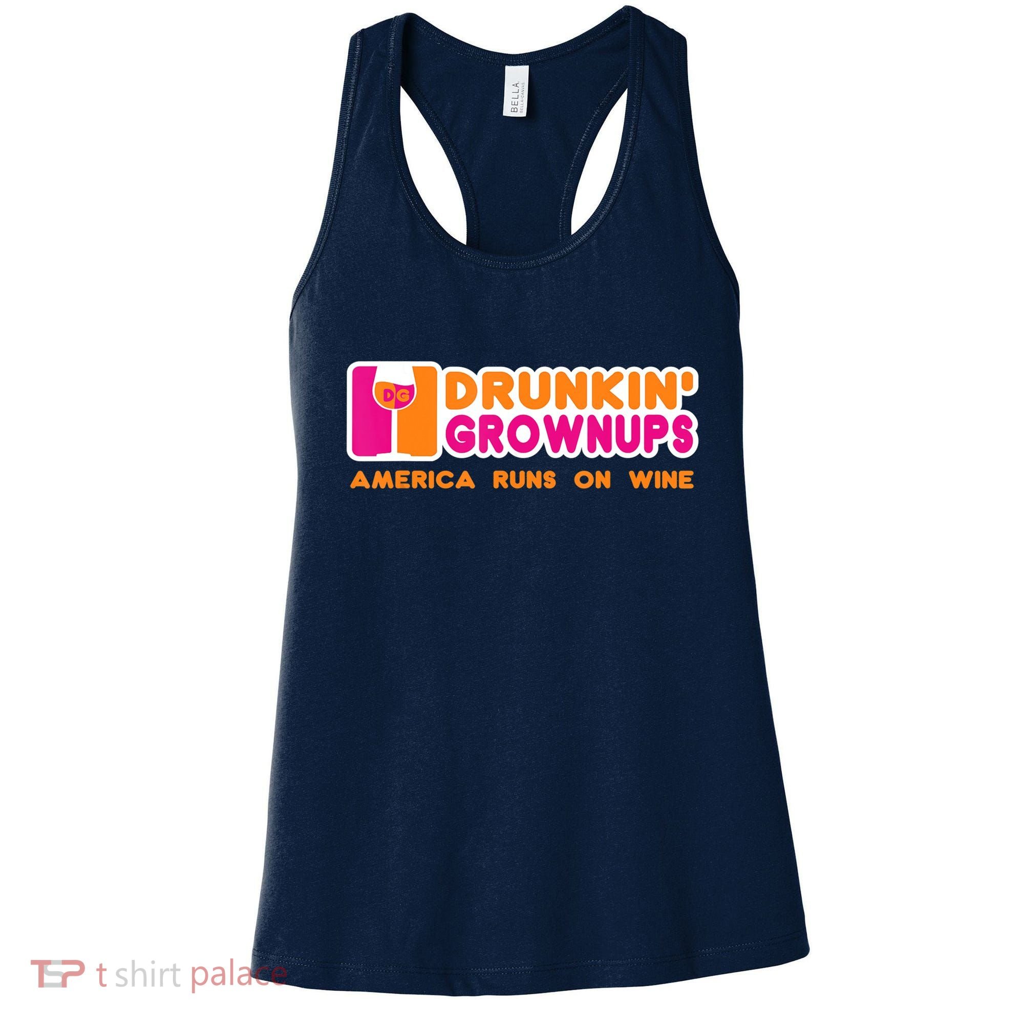 Drunkin' Grownups America Runs On Wine Funny Drinking Quote Women's Tank Top