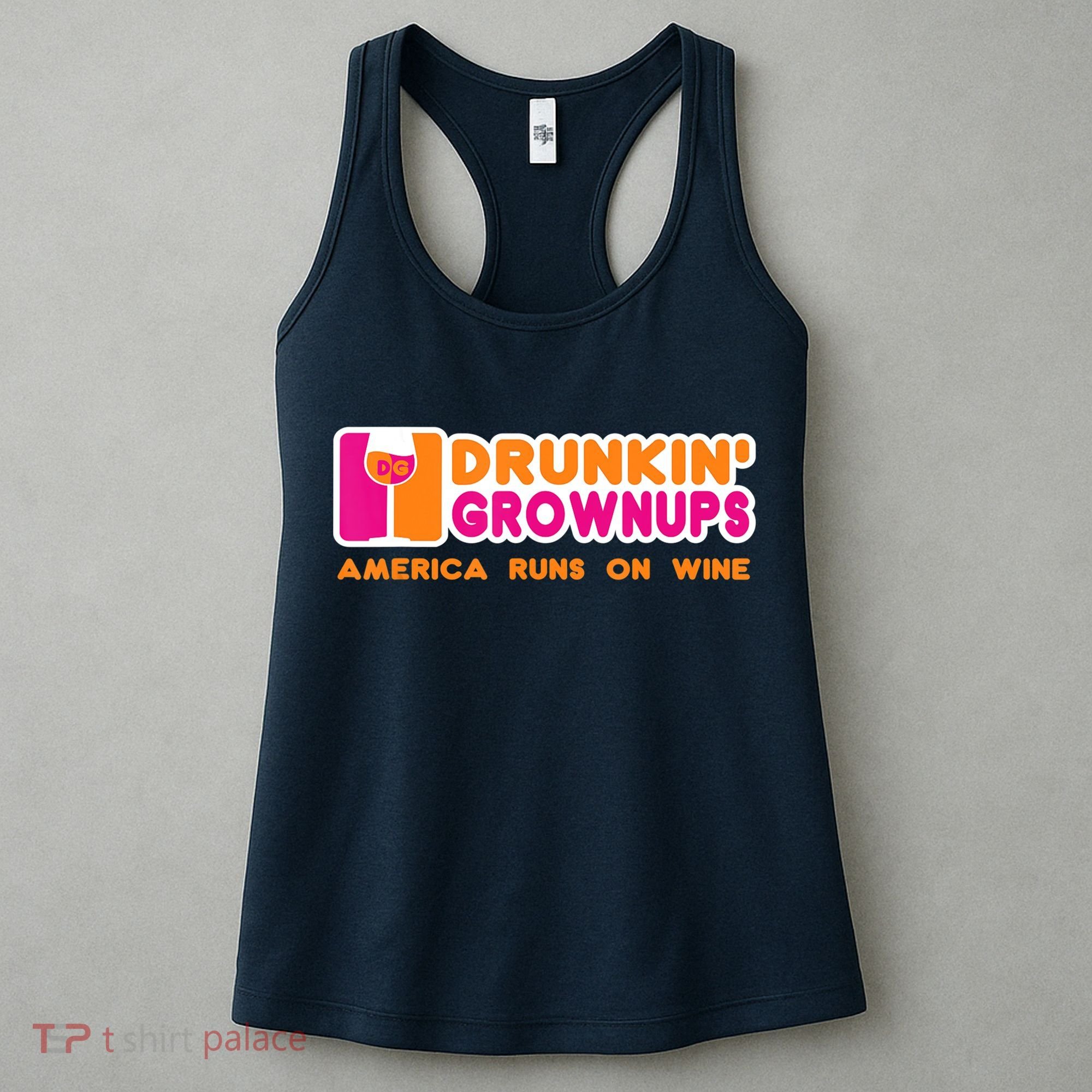 Drunkin' Grownups America Runs On Wine Funny Drinking Quote Women's Tank Top