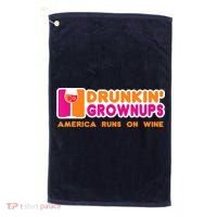 Drunkin' Grownups America Runs On Wine Funny Drinking Quote Golf Towel thumb 0