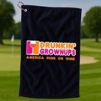 Drunkin' Grownups America Runs On Wine Funny Drinking Quote Golf Towel thumb 1