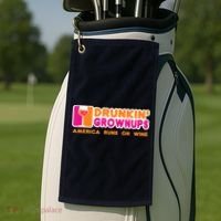 Drunkin' Grownups America Runs On Wine Funny Drinking Quote Golf Towel thumb 2