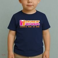 Drunkin' Grownups America Runs On Wine Funny Drinking Quote Toddler T-Shirt thumb 2