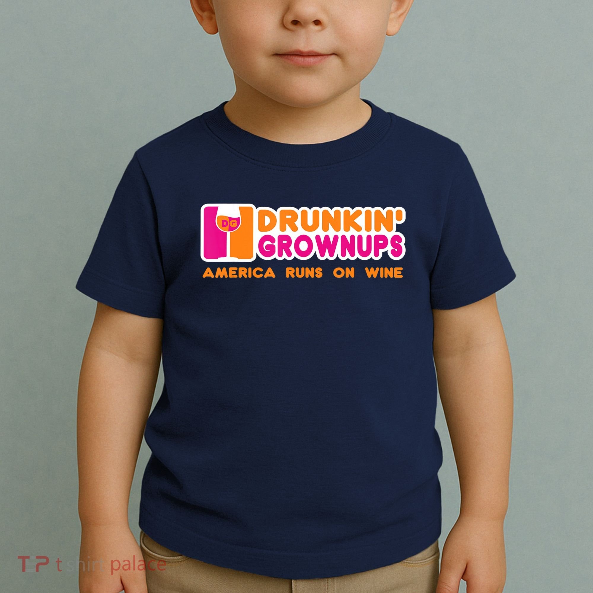 Drunkin' Grownups America Runs On Wine Funny Drinking Quote Toddler T-Shirt