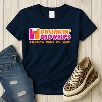 Drunkin' Grownups America Runs On Wine Funny Drinking Quote Women's T-Shirt thumb 3