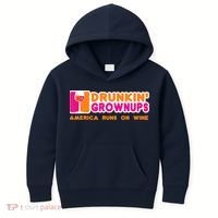 Drunkin' Grownups America Runs On Wine Funny Drinking Quote Kids Hoodie thumb 0