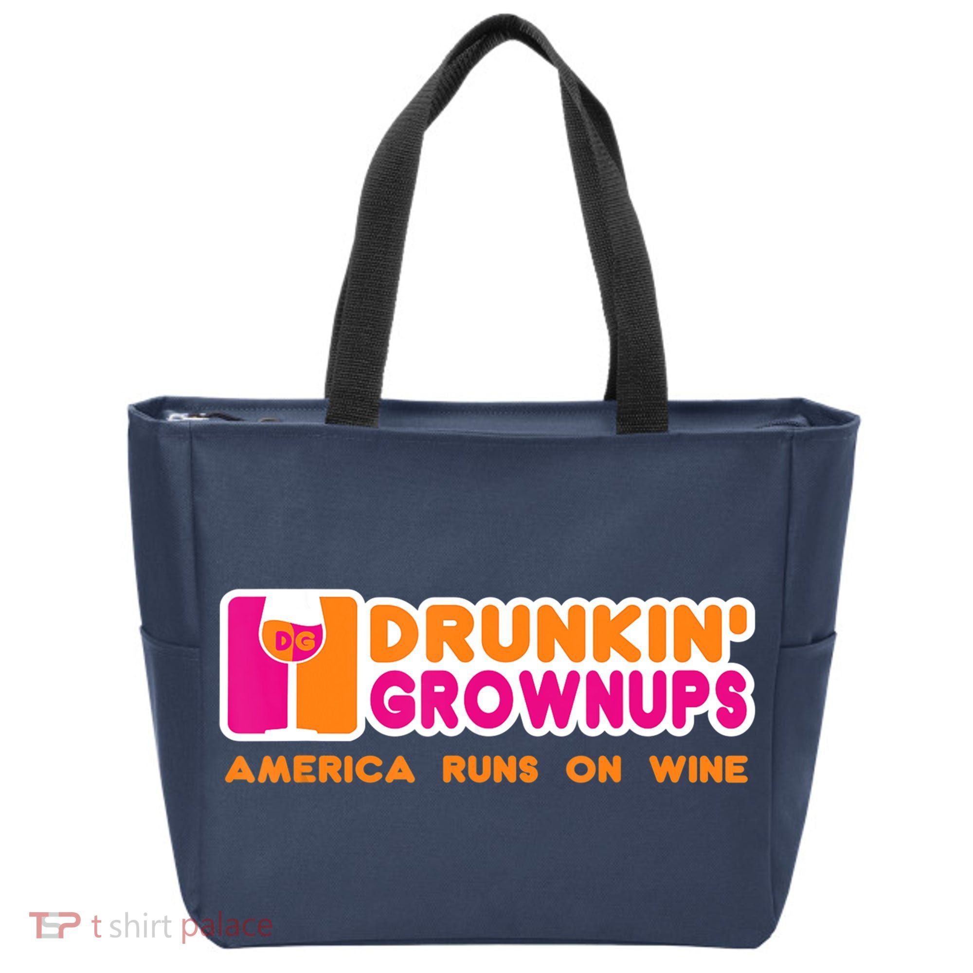 Drunkin' Grownups America Runs On Wine Funny Drinking Quote Tote Bag