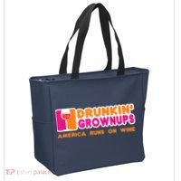 Drunkin' Grownups America Runs On Wine Funny Drinking Quote Tote Bag thumb 2