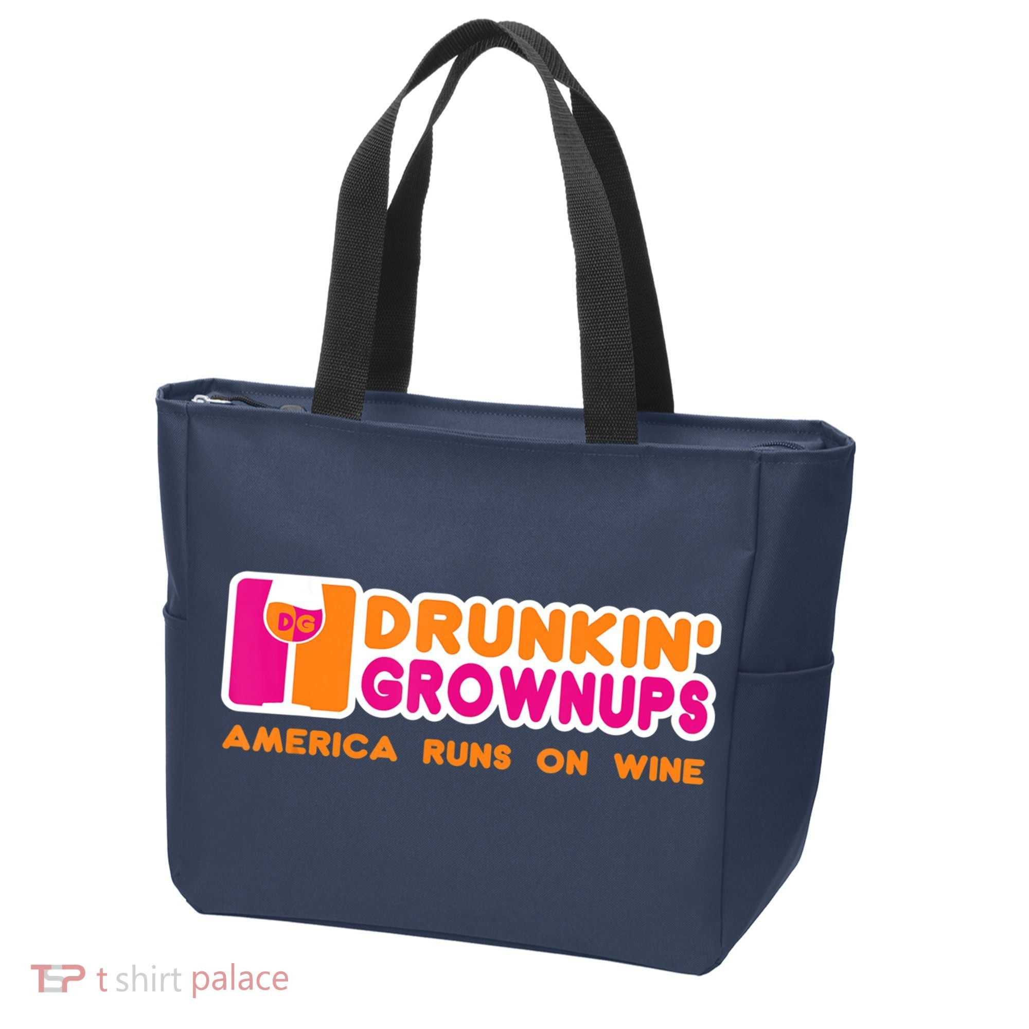 Drunkin' Grownups America Runs On Wine Funny Drinking Quote Tote Bag