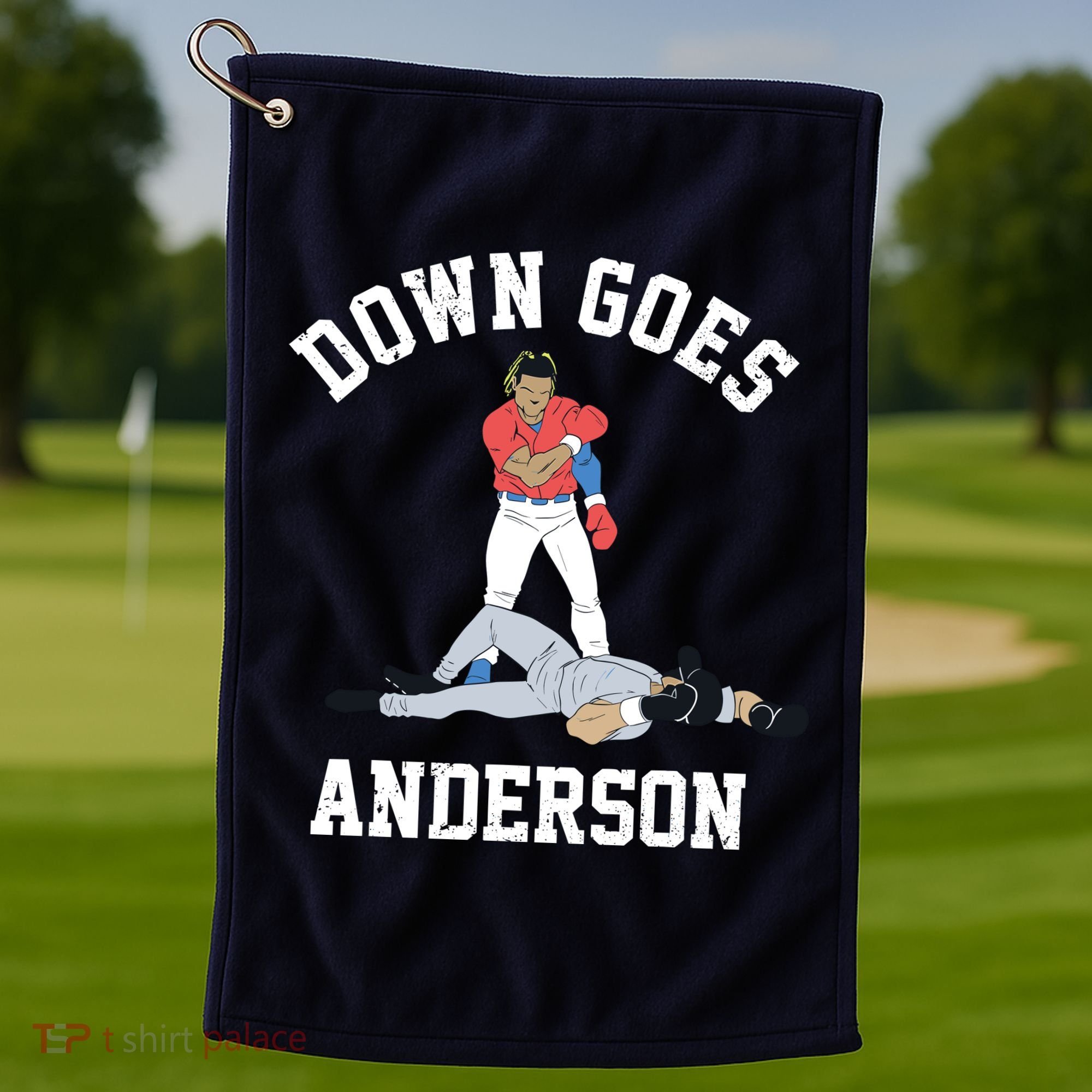 Down Goes Anderson Golf Towel