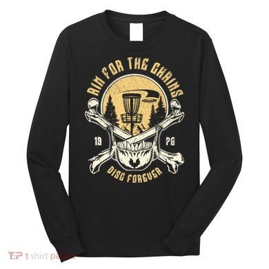 Disc Golf Aim For The Chains Skull Long Sleeve Shirt