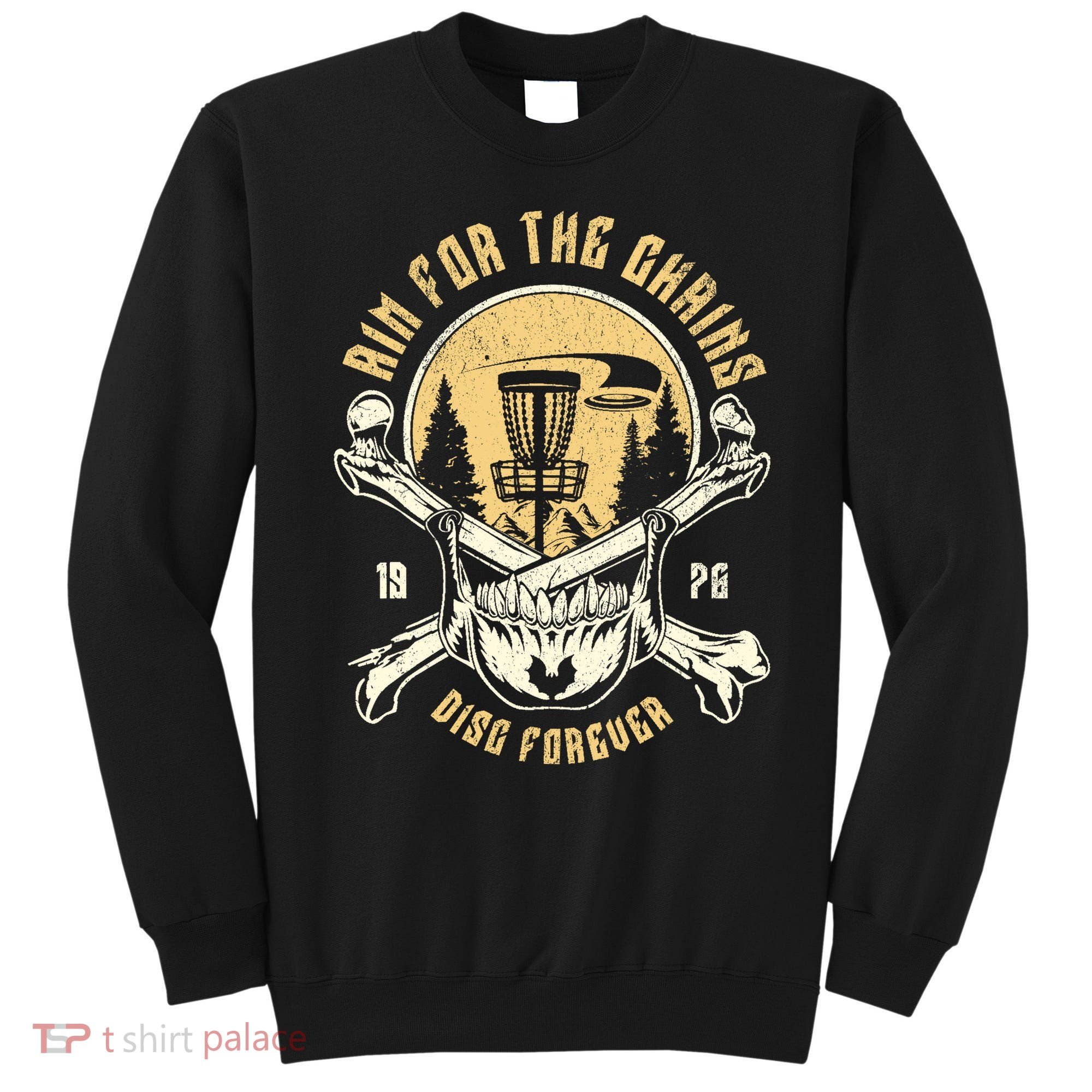 Disc Golf Aim For The Chains Skull Sweatshirt