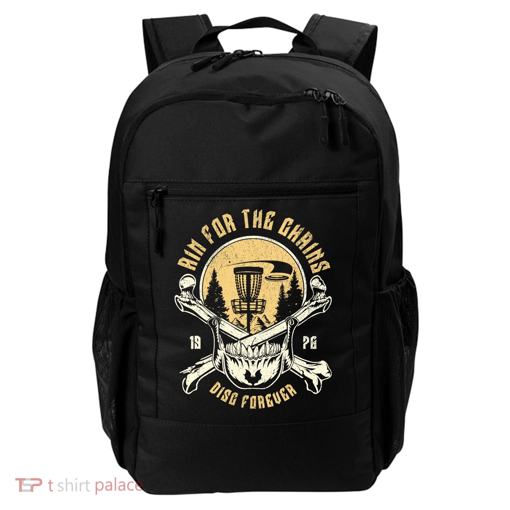 Disc Golf Aim For The Chains Skull Backpack