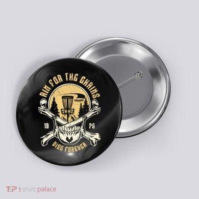 Disc Golf Aim For The Chains Skull Button