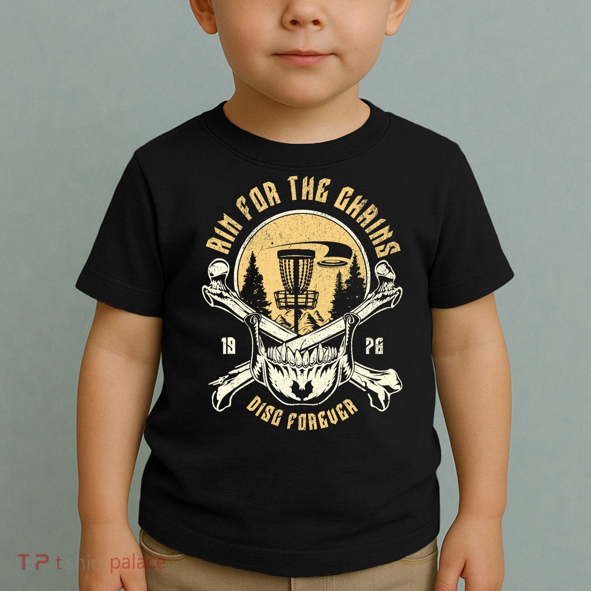 Disc Golf Aim For The Chains Skull Toddler T-Shirt