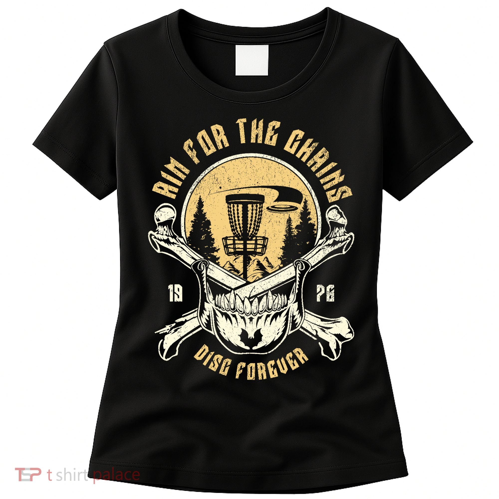 Disc Golf Aim For The Chains Skull Women's T-Shirt