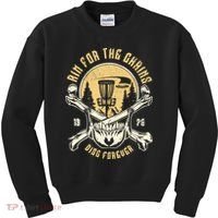 Disc Golf Aim For The Chains Skull Kids Sweatshirt thumb 0