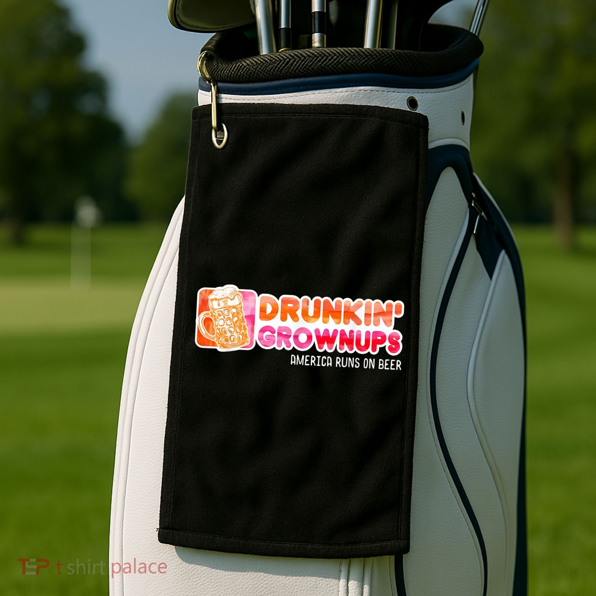 Drunken Grownups American Dad Run On Beer Funny Golf Towel