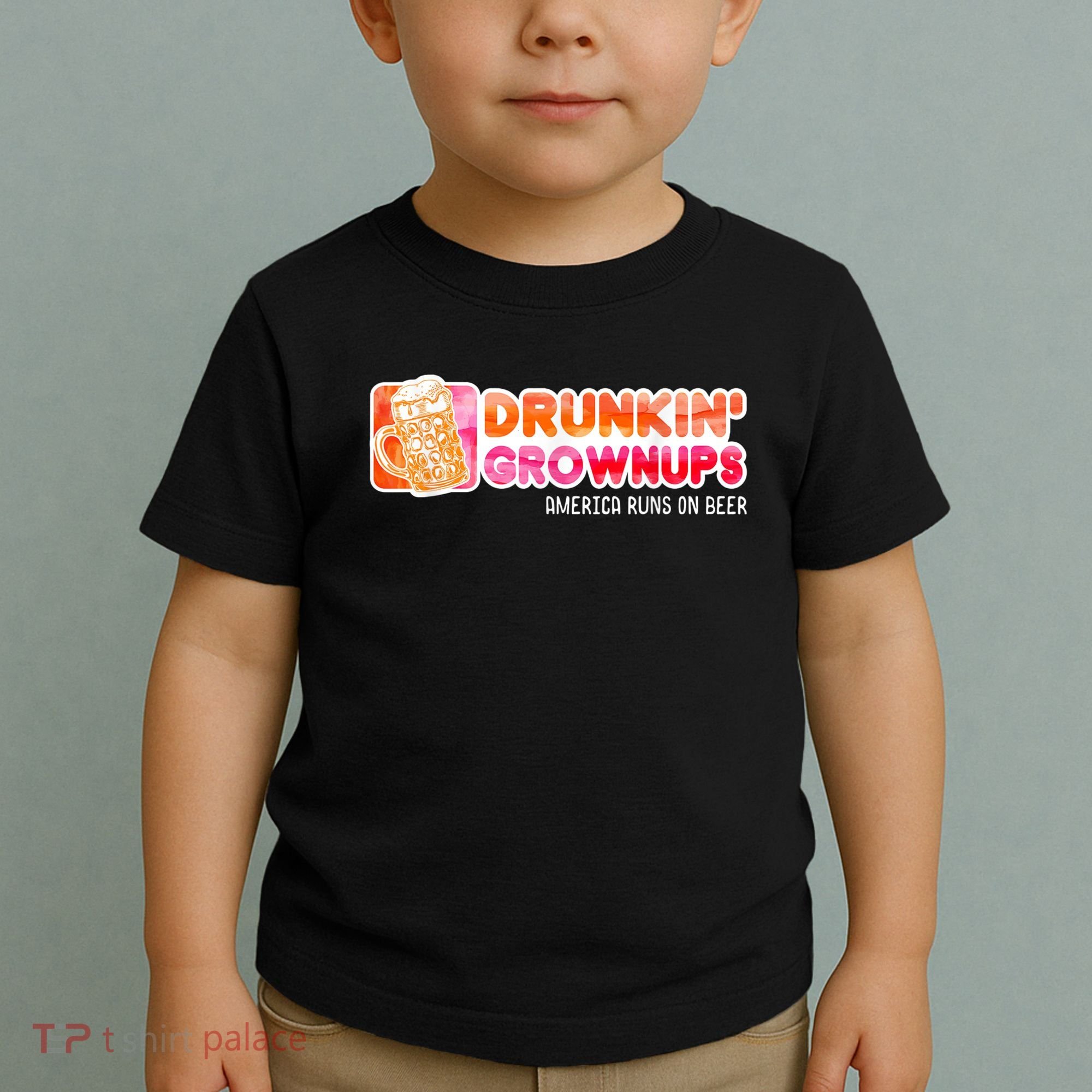 Drunken Grownups American Dad Run On Beer Funny Toddler T-Shirt