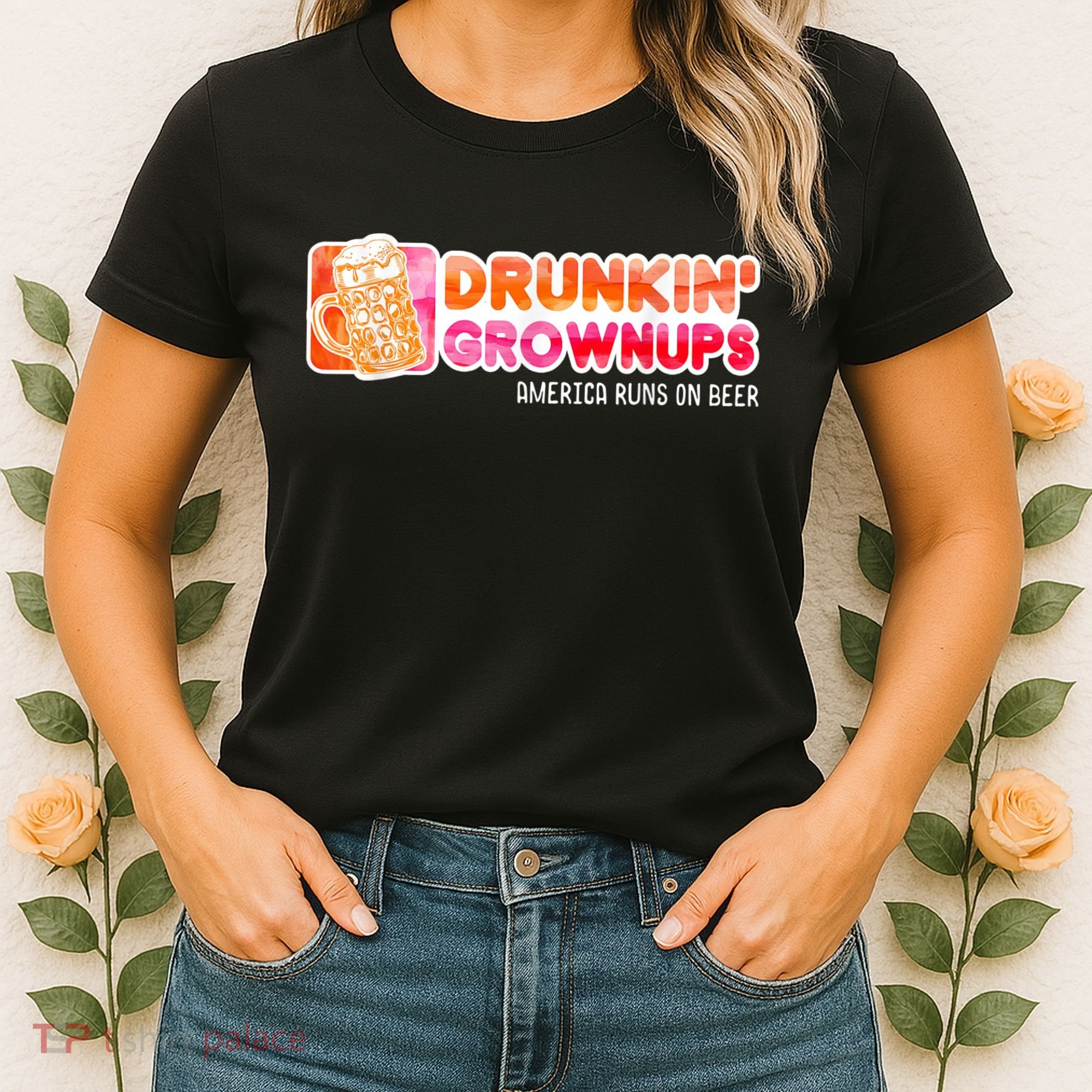 Drunken Grownups American Dad Run On Beer Funny Women's T-Shirt