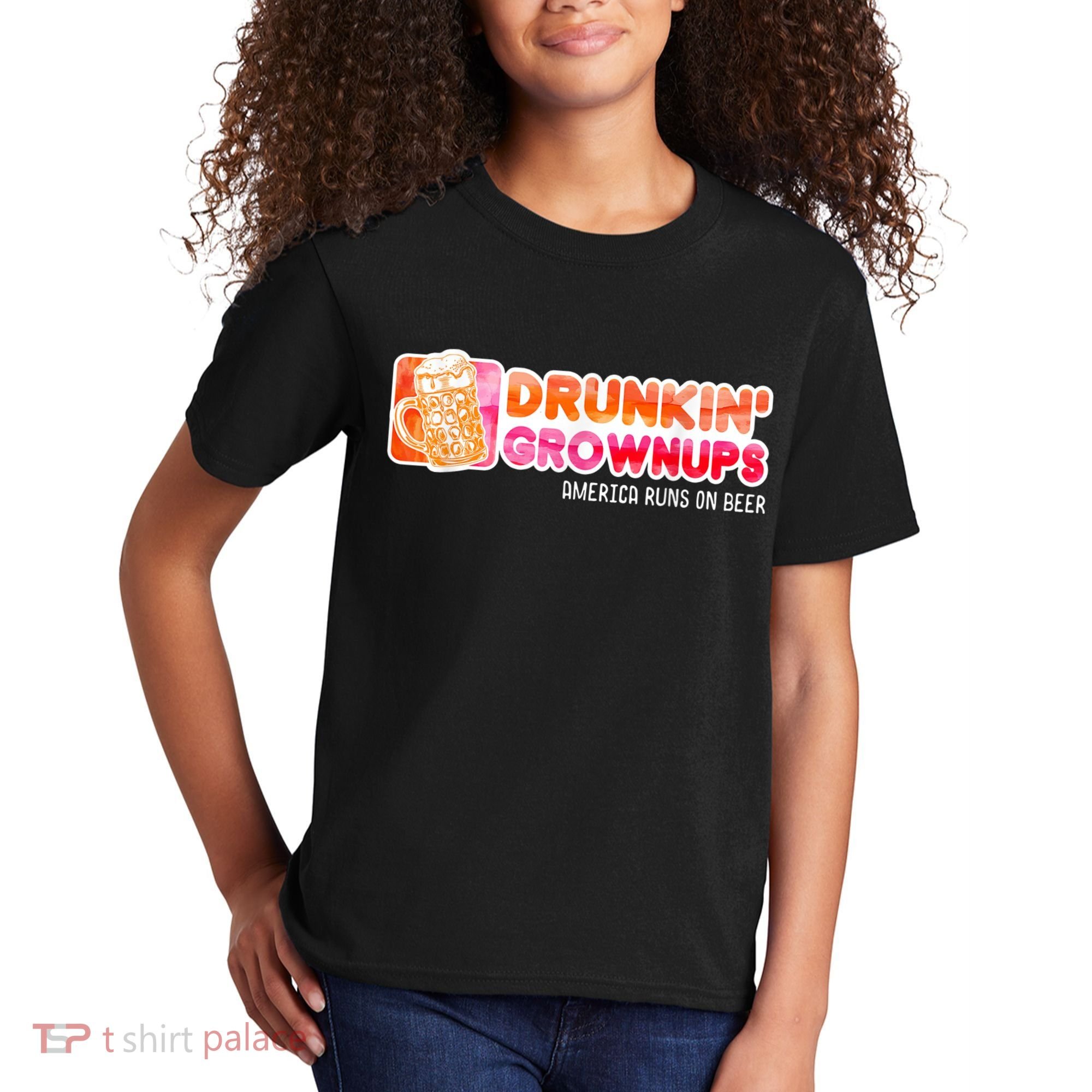 Drunken Grownups American Dad Run On Beer Funny Kids T-Shirt