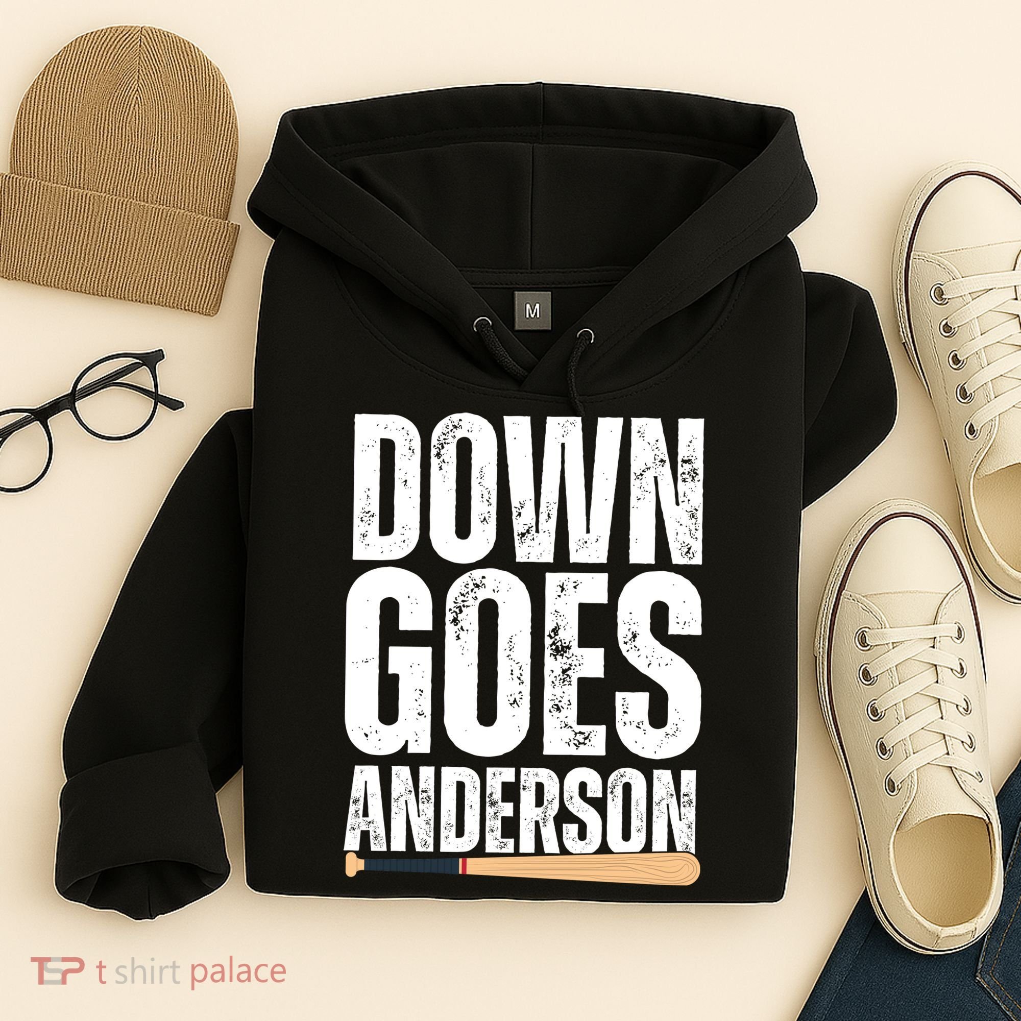 Down Goes Anderson Funny Baseball Hoodie