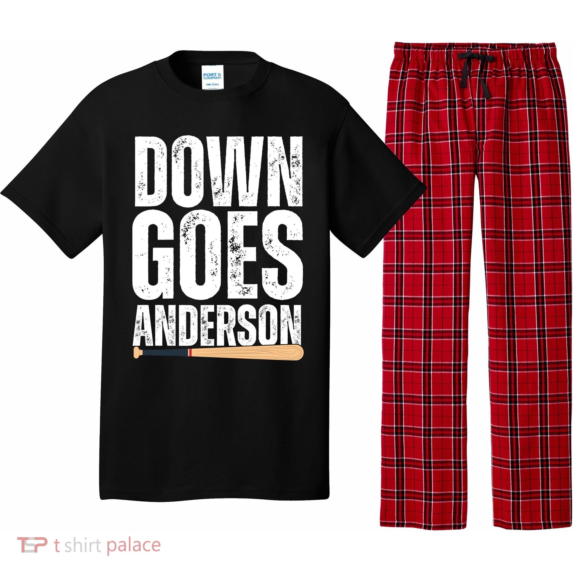 Down Goes Anderson Funny Baseball Pajama Set
