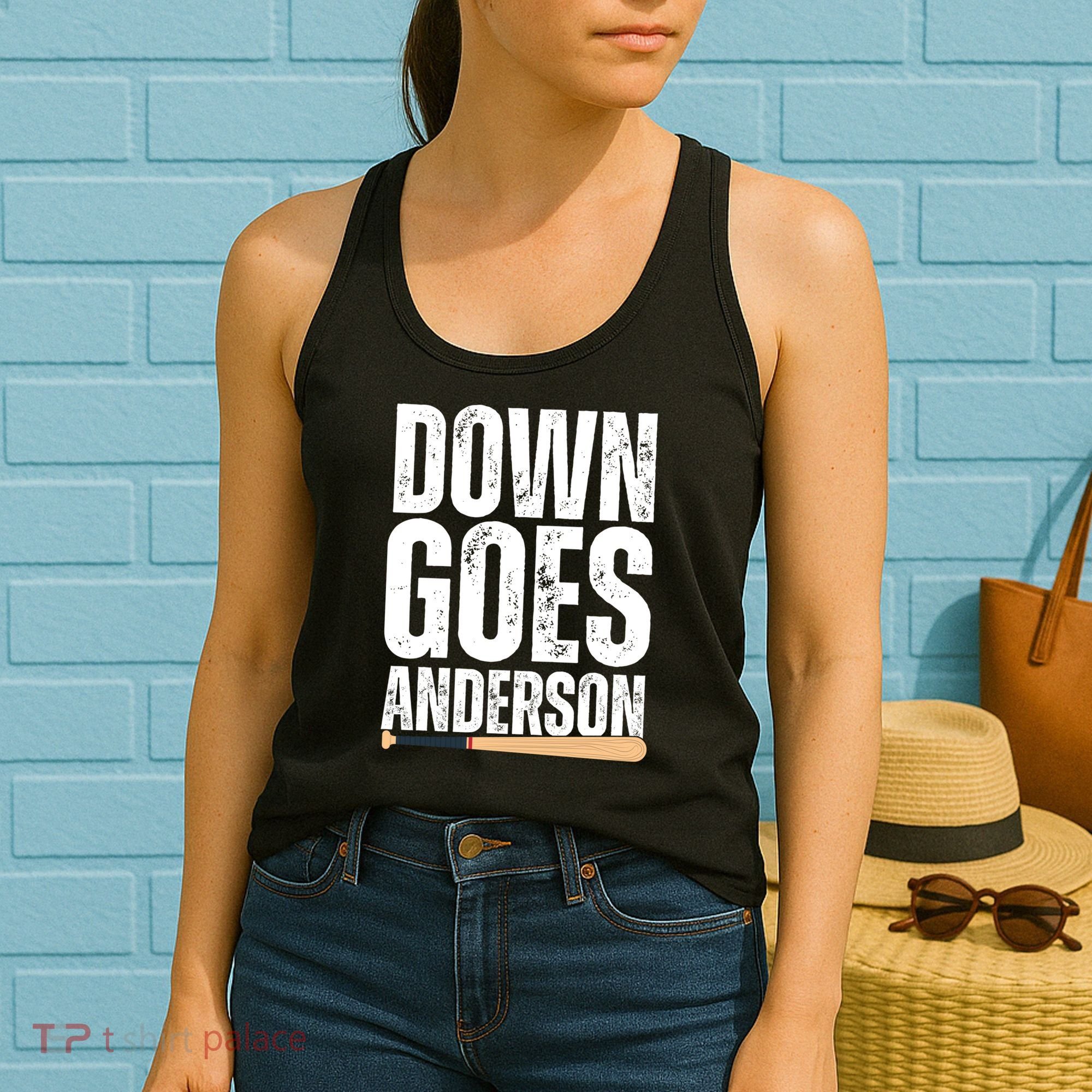 Down Goes Anderson Funny Baseball Women's Tank Top