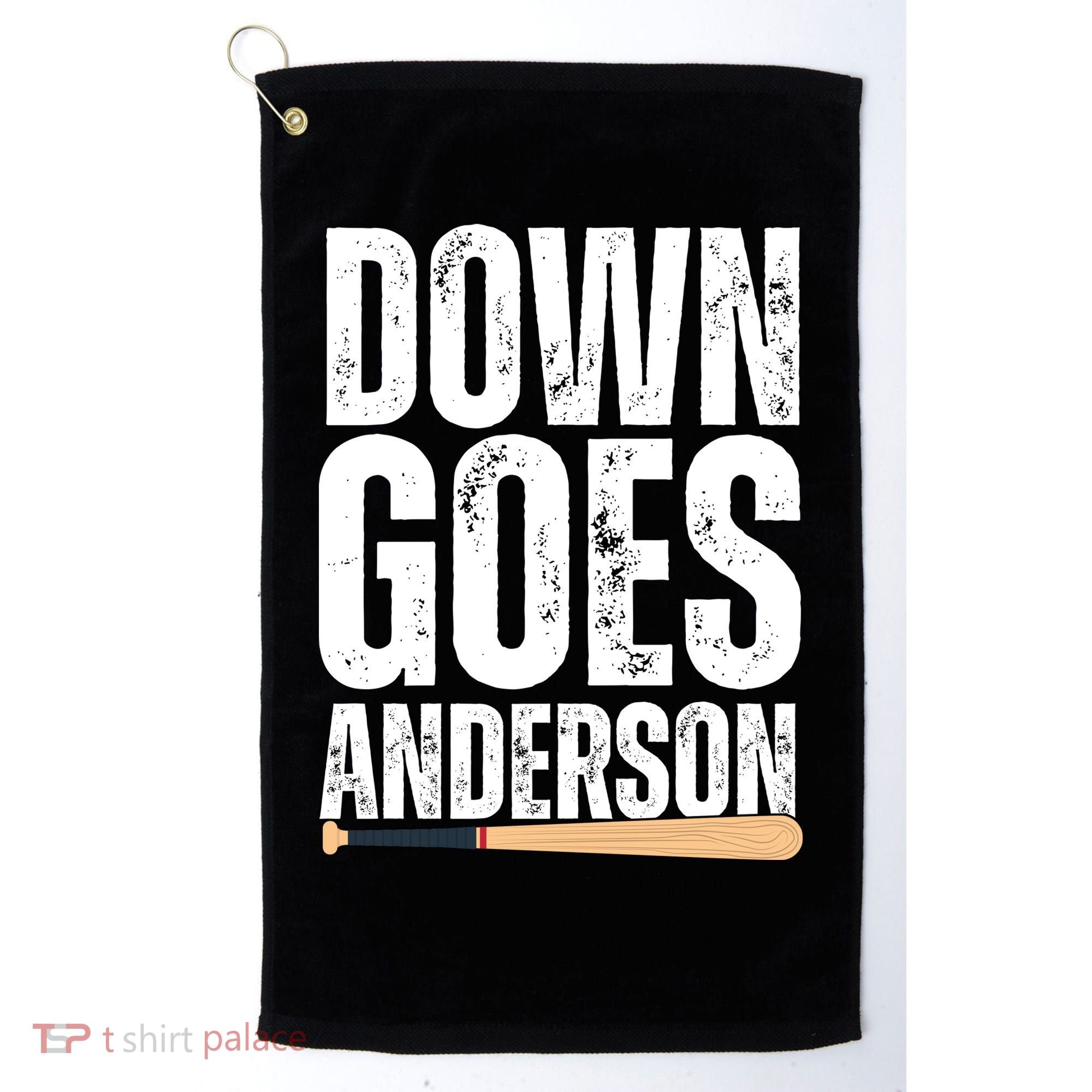 Down Goes Anderson Funny Baseball Golf Towel